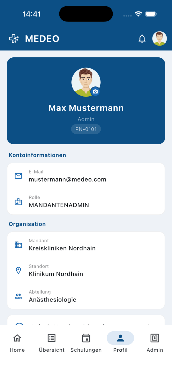 MEDEO Mobile App Profil